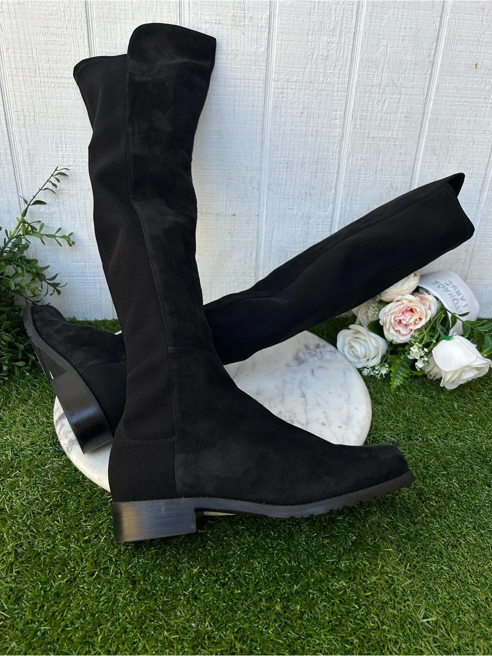 Stuart Weitzman 5050 Gisele 30MM Suede Boots black  $850 size 6 new /no box